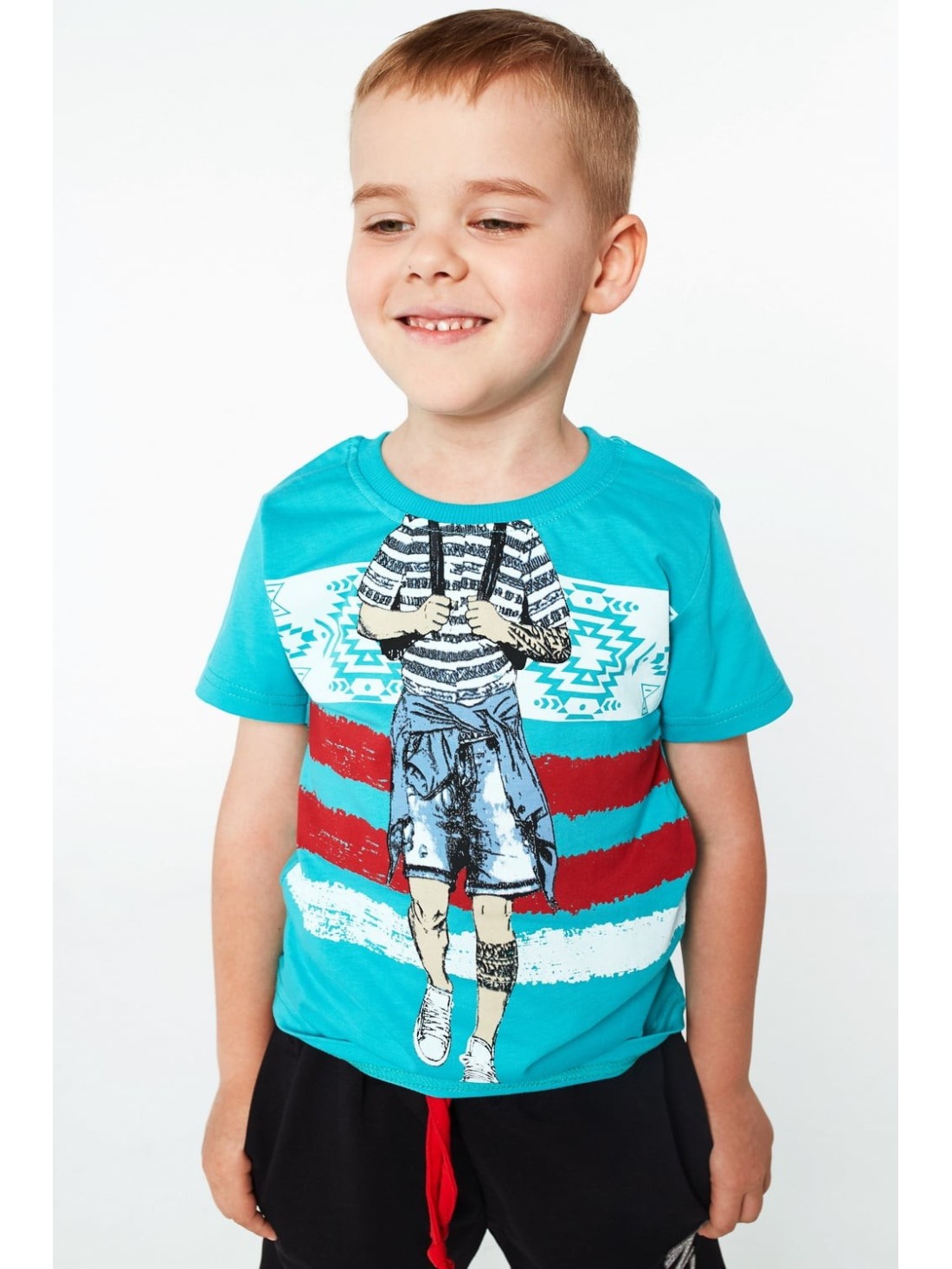 Boy\'s T-shirt with mint print NDZ4461 - Online store - Boutique